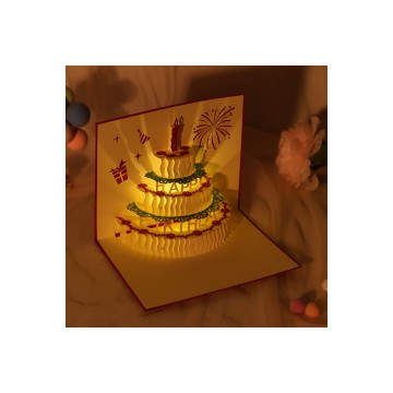 Wholesale Music Candle Cake 3D Greeting Card